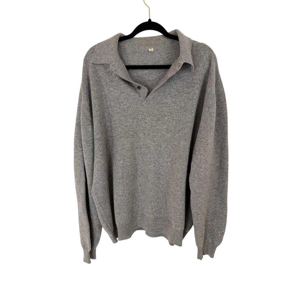 Mens grey collared wool and cashmere sweater size 54 (XL)